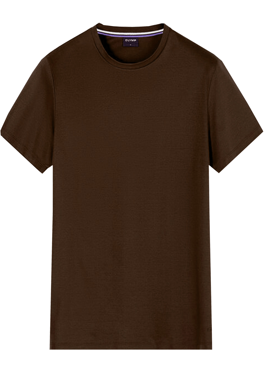 Produktbild f�r 'OLYMP Regular Fit T-Shirt Halbarm Rundhals Baumwolle Interlock Jersey schwarzbraun'