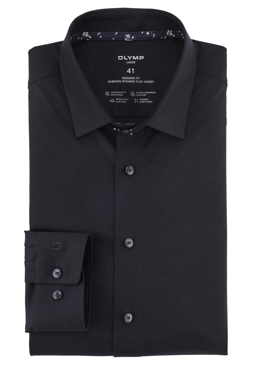 Produktbild fr 'OLYMP Luxor modern fit 24/Seven Hemd Langarm New Kent Kragen nachtblau'