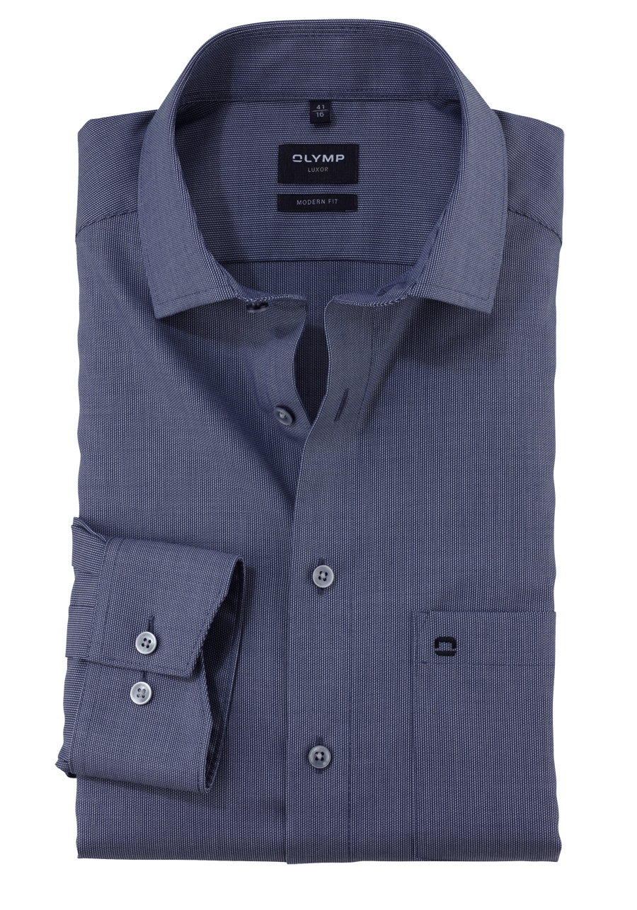 Produktbild fr 'OLYMP Luxor modern fit Hemd Langarm New Kent Kragen Faux dunkelblau'