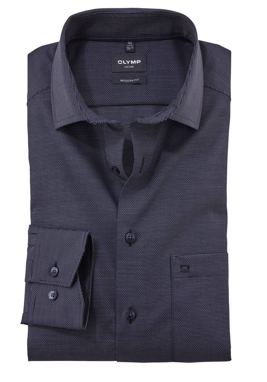 Produktbild fr 'OLYMP Luxor modern fit Hemd Langarm New Kent Kragen Faux dunkelblau'