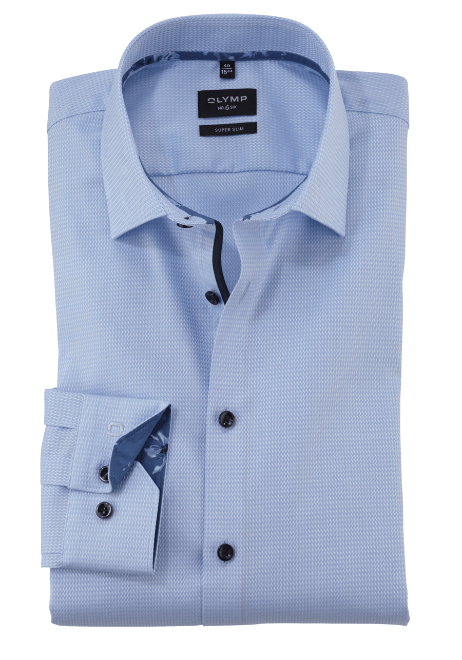 Produktbild fr 'OLYMP No. Six super slim Hemd Langarm New Kent Kragen Struktur hellblau'