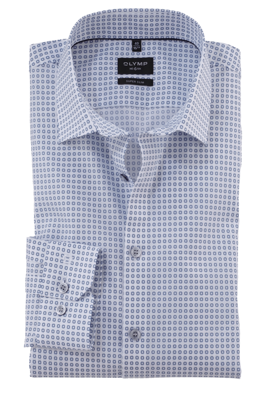 Produktbild fr 'OLYMP No. Six super slim Hemd Langarm New Kent Kragen Muster wei'