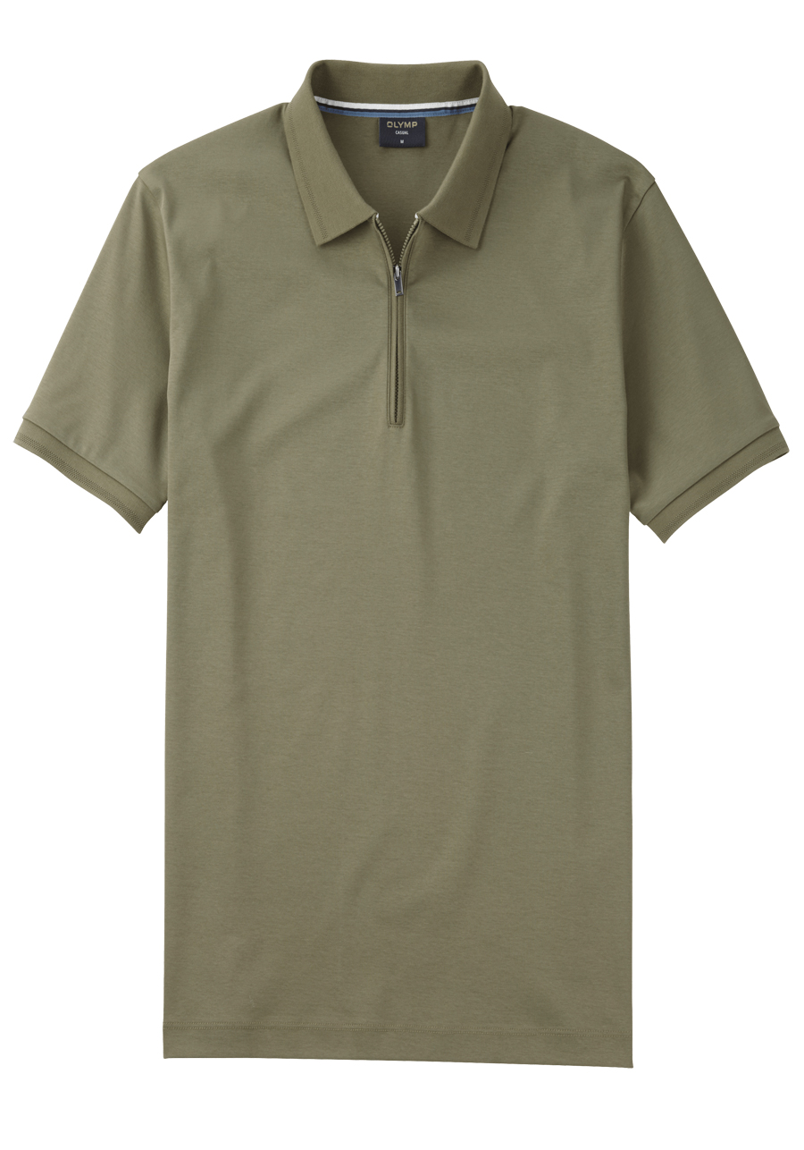 Produktbild fr 'OLYMP Regular Fit Polo Halbarm Reiverschluss Polokragen Jersey oliv'