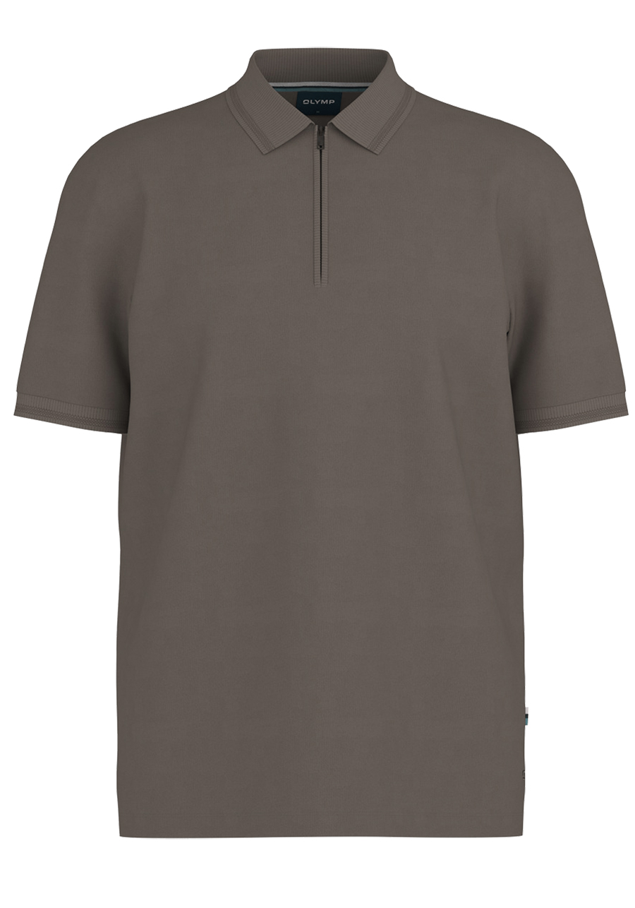 Produktbild f�r 'OLYMP Regular Fit Polo Halbarm Rei�verschluss Polokragen Jersey schwarzbraun'