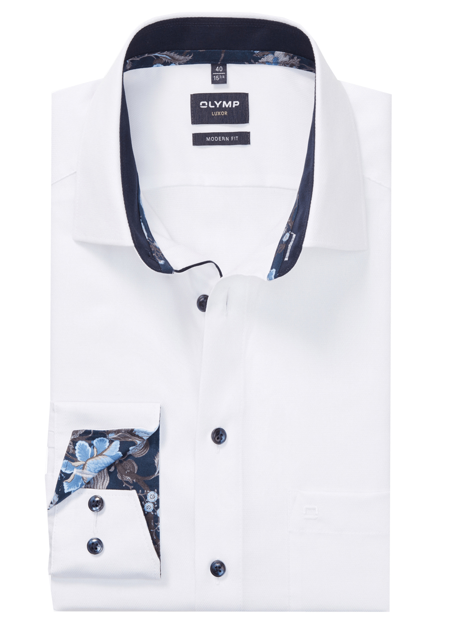 Produktbild f�r 'OLYMP Luxor modern fit Hemd extra kurzer Arm New Kent Kragen Faux wei�'