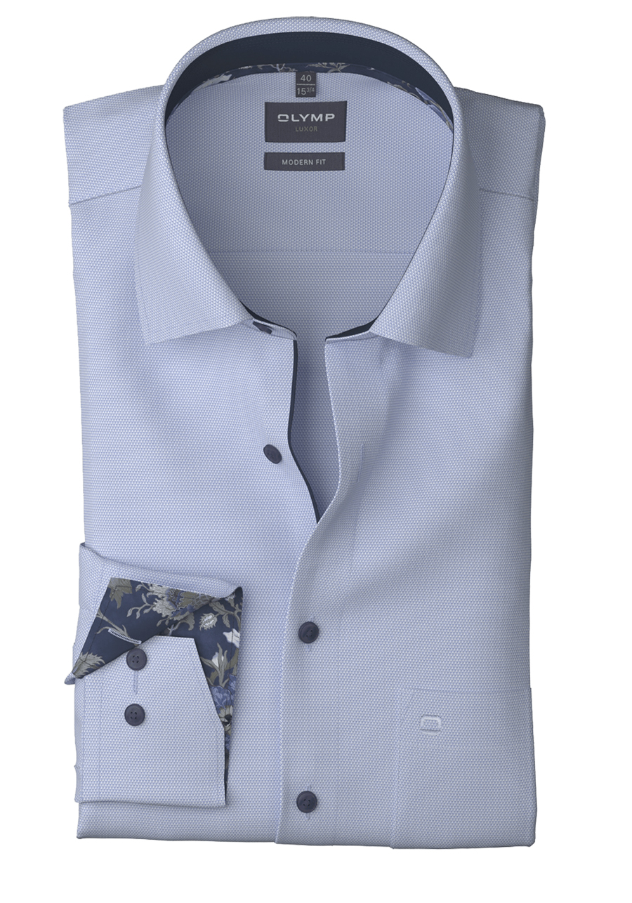 Produktbild f�r 'OLYMP Luxor modern fit Hemd extra kurzer Arm New Kent Kragen Faux hellblau'