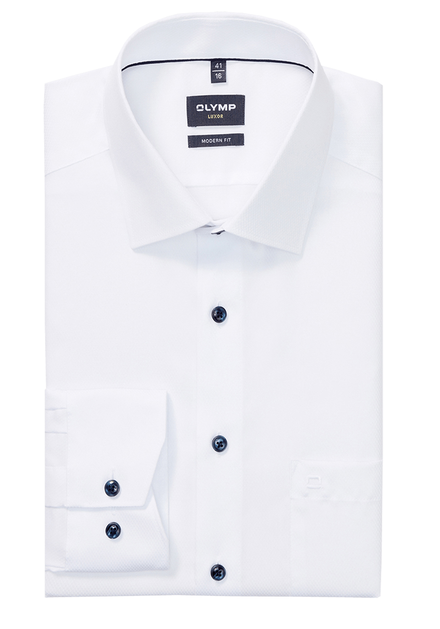 Produktbild f�r 'OLYMP Luxor modern fit Hemd Langarm New Kent Kragen Faux wei�'