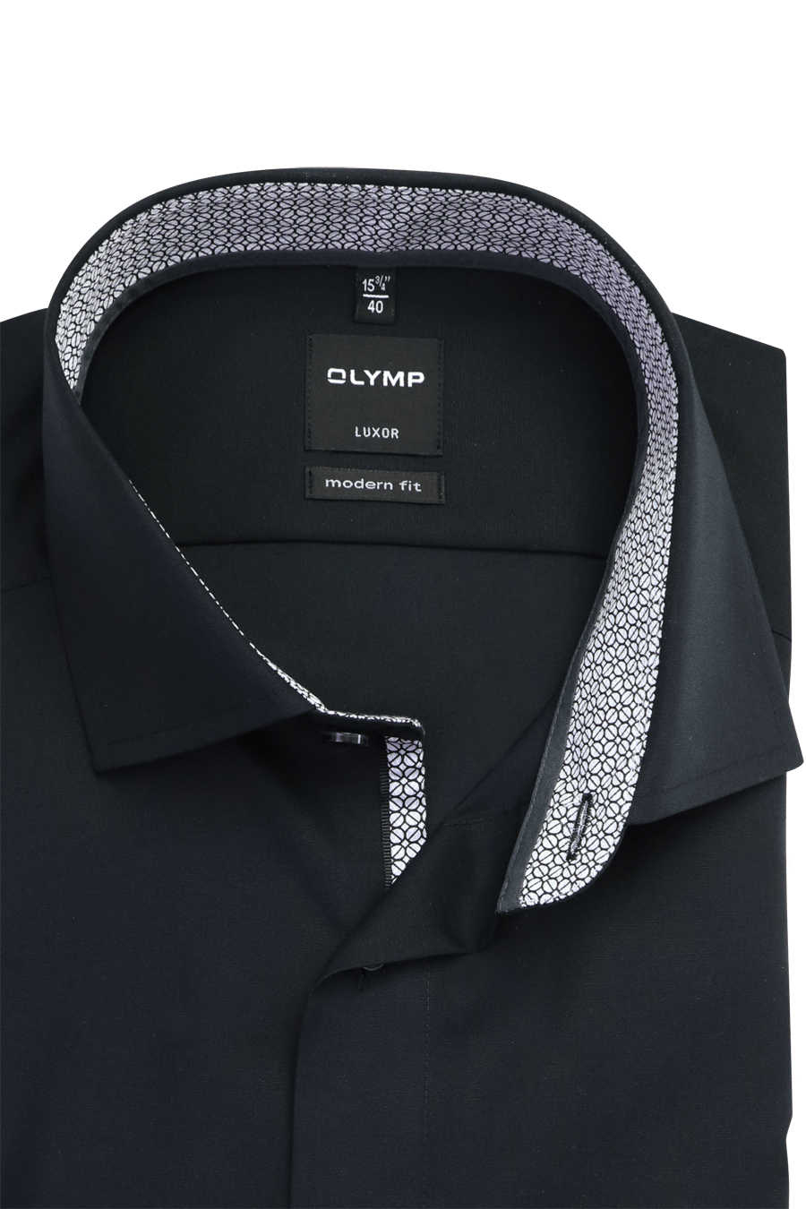OLYMP Luxor langer schwarz extra modern Haifischkragen Hemd Arm fit