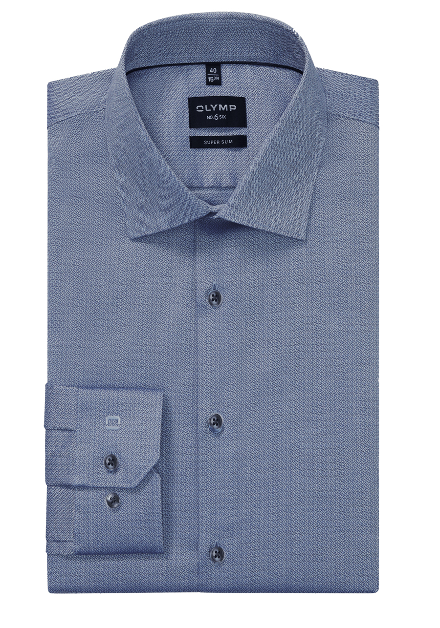 Produktbild f�r 'OLYMP No. Six super slim Hemd extra langer Arm New Kent Kragen Struktur rauchblau'