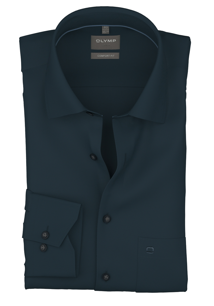 Produktbild f�r 'OLYMP Luxor comfort fit Hemd Langarm New Kent Kragen Struktur nachtblau'