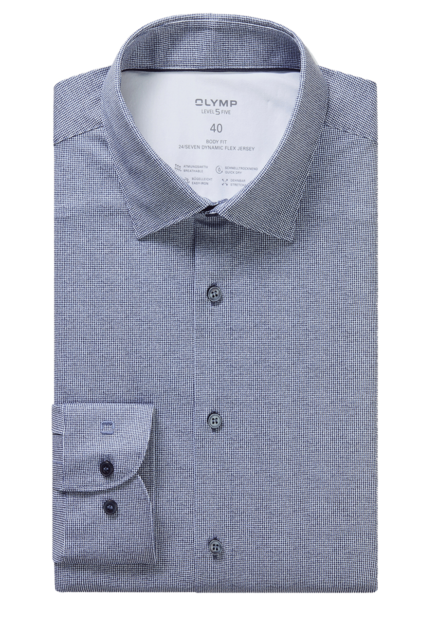 Produktbild f�r 'OLYMP Level Five 24/Seven body fit Hemd Langarm Jersey Muster dunkelblau'