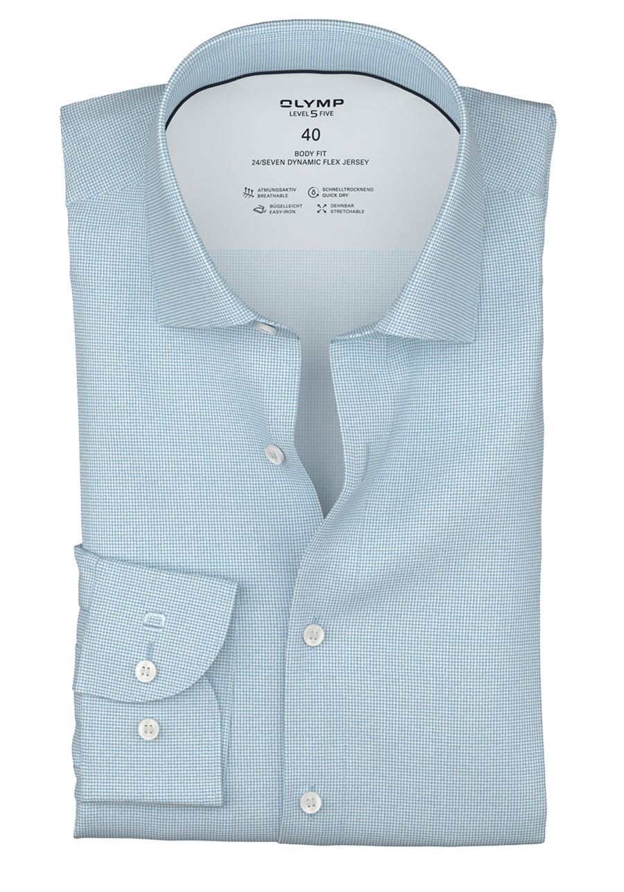Produktbild f�r 'OLYMP Level Five 24/Seven body fit Hemd Langarm Jersey Muster hellblau'