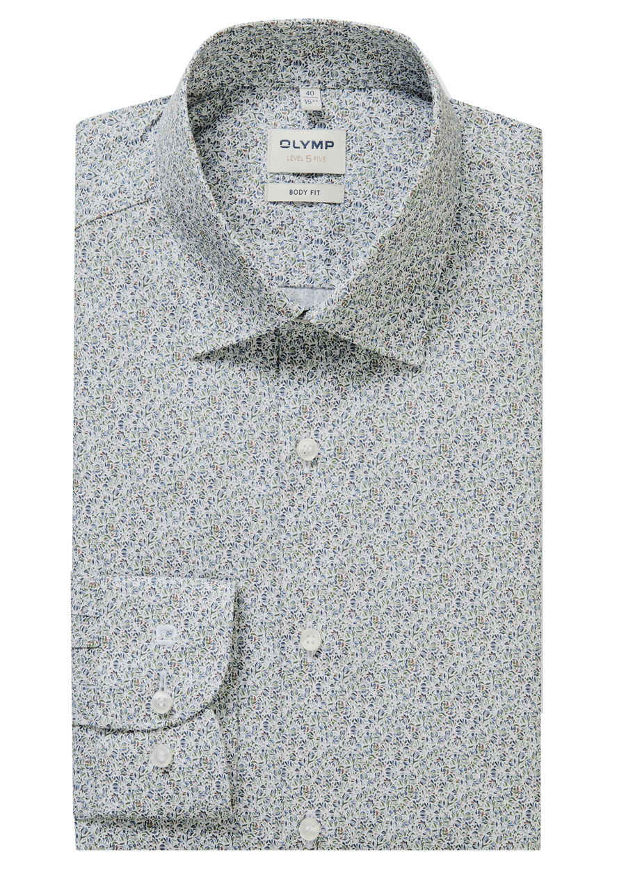 Produktbild f�r 'OLYMP Level Five body fit Hemd extra langer Arm New Kent Kragen Blumenmuster blau'