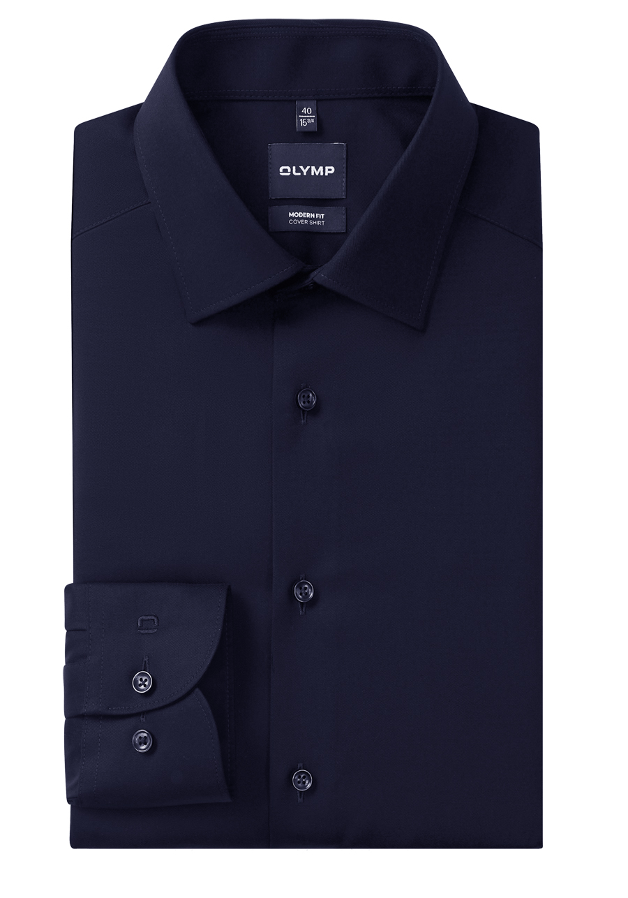 Produktbild f�r 'OLYMP Luxor modern fit Hemd Langarm New Kent Kragen Cover Shirt nachtblau'