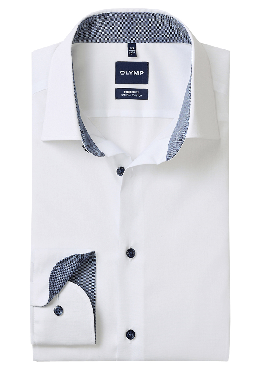 Produktbild f�r 'OLYMP Luxor modern fit Hemd Langarm New Kent Kragen Popeline wei�'