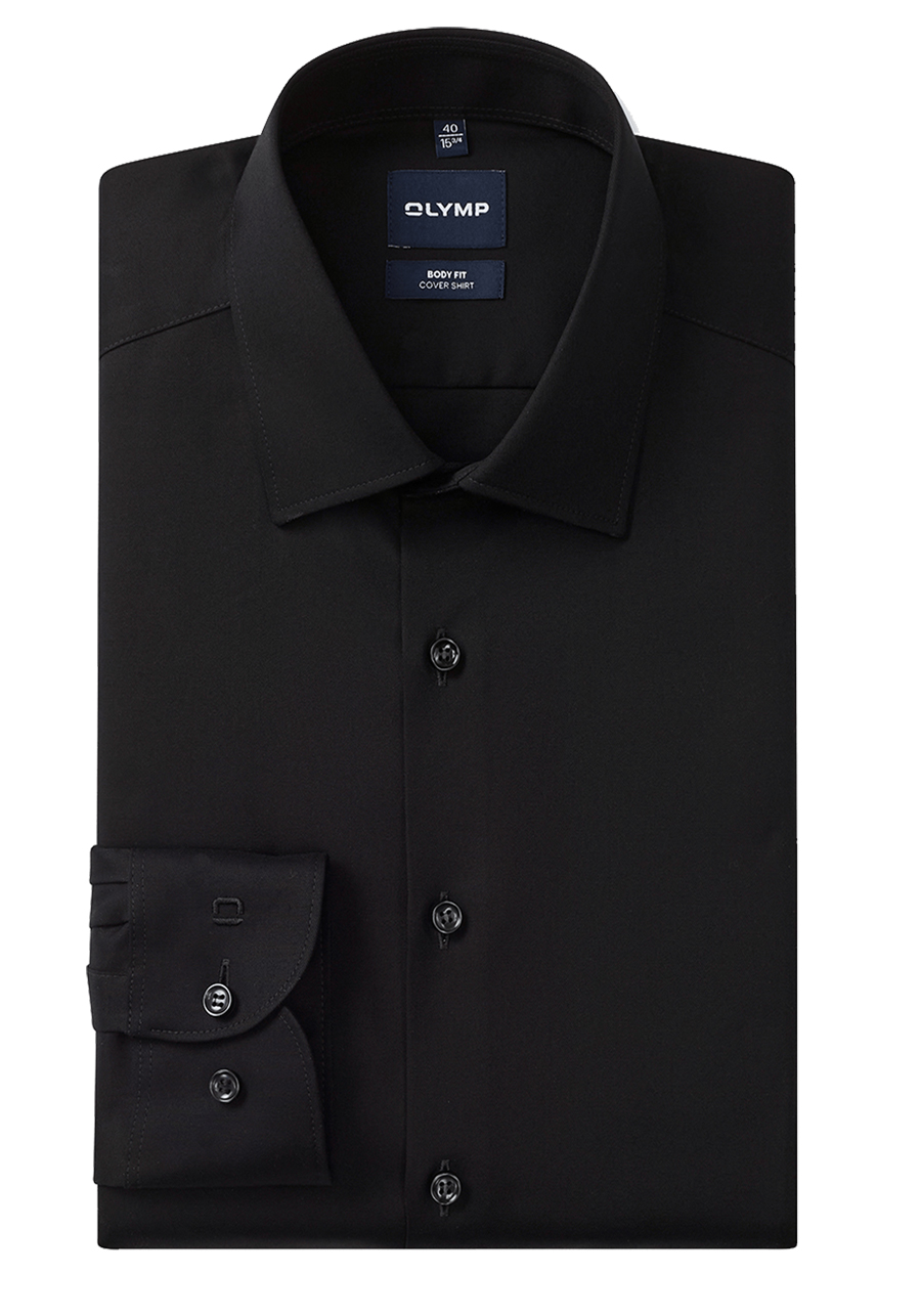 Produktbild f�r 'OLYMP Level Five body fit Hemd Langarm New Kent Kragen Cover Shirt schwaz'