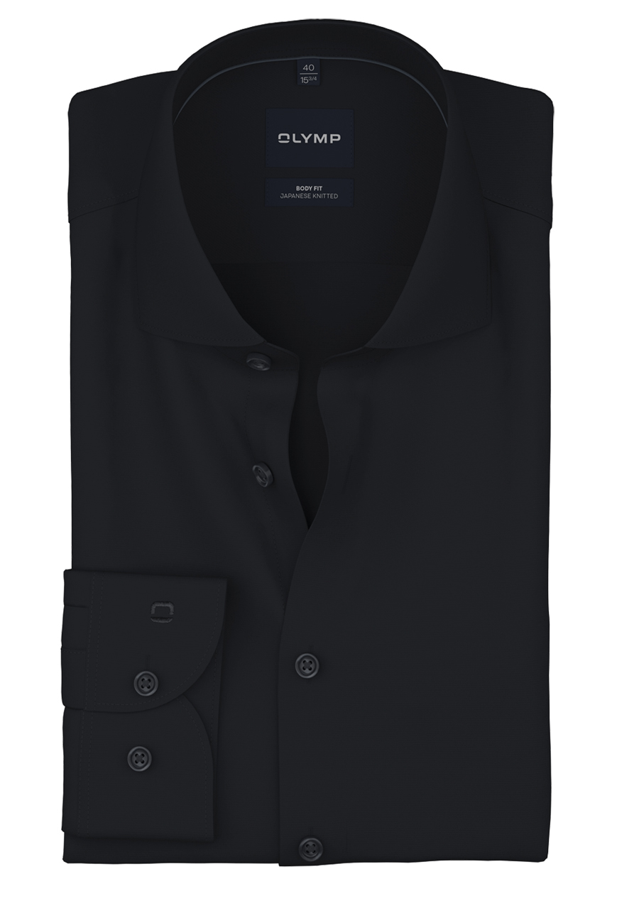 Produktbild f�r 'OLYMP Level Five body fit Langarm Haifischkragen Japanese Knitted schwarz'