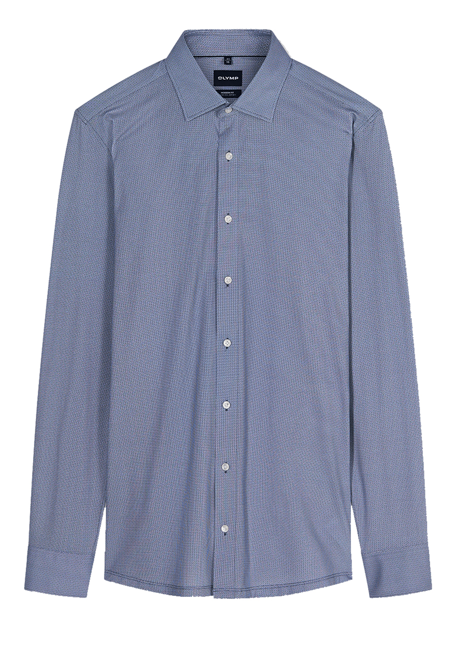Produktbild f�r 'OLYMP Luxor 24/Seven modern fit Hemd Langarm New Kent Kragen Jersey Muster dunkelblau'