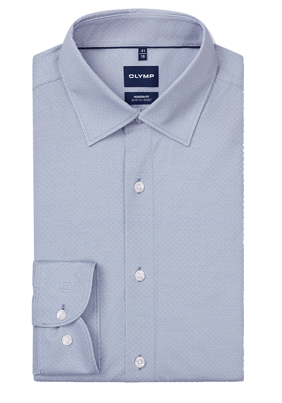 Produktbild f�r 'OLYMP Luxor 24/Seven modern fit Hemd Langarm New Kent Kragen Jersey Muster hellblau'