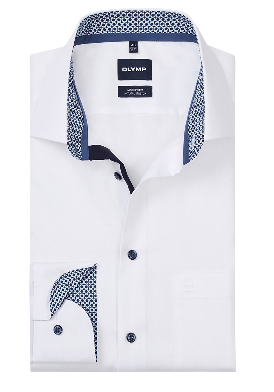 Produktbild f�r 'OLYMP Luxor modern fit Hemd Langarm New Kent Kragen Popeline wei�'