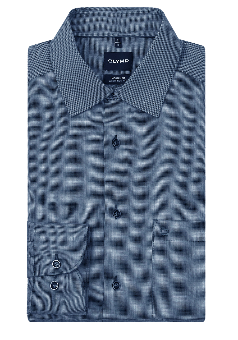 Produktbild f�r 'OLYMP Luxor modern fit Hemd Langarm New Kent Kragen Muster blau'