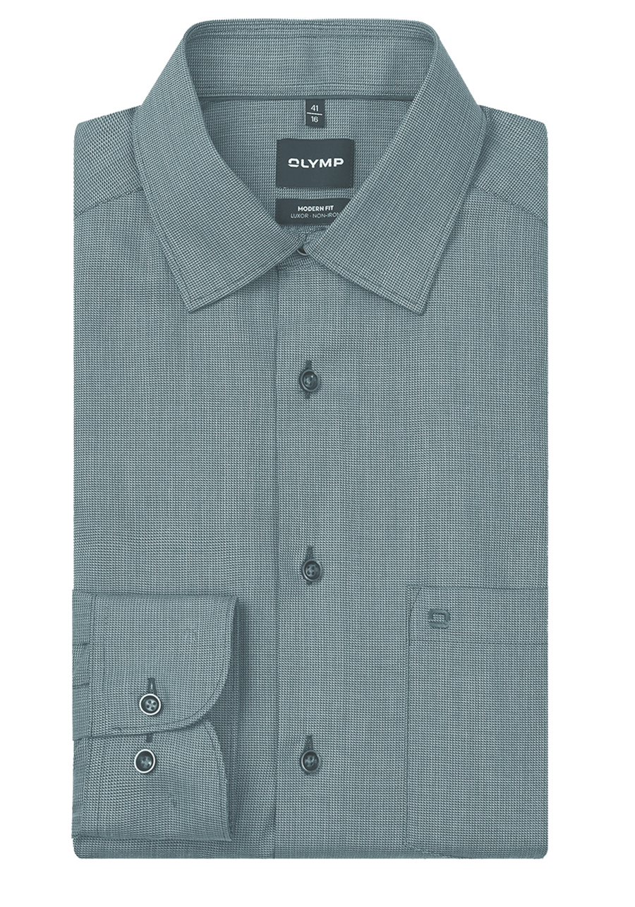 Produktbild f�r 'OLYMP Luxor modern fit Hemd Langarm New Kent Kragen Muster gr�n'