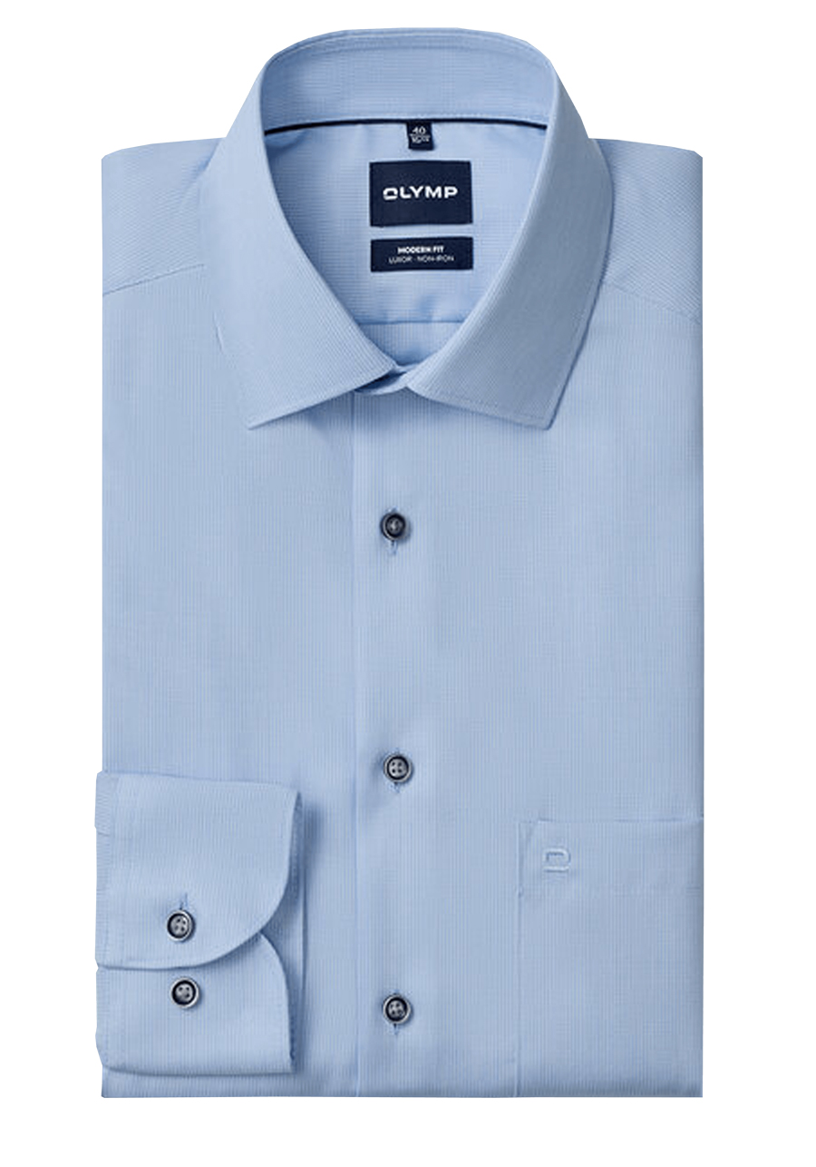 Produktbild f�r 'OLYMP Luxor modern fit Hemd Langarm New Kent Kragen Muster blau'