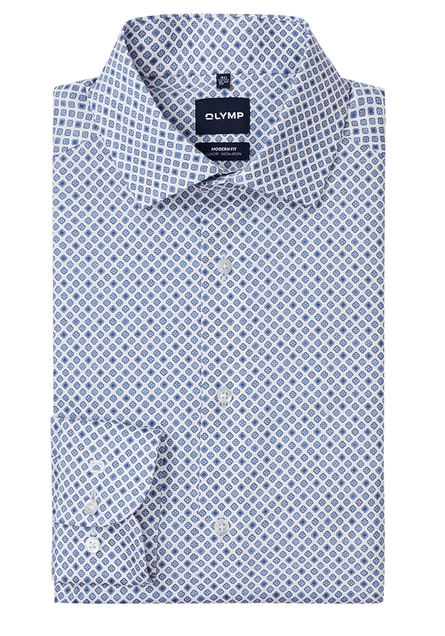 Produktbild f�r 'OLYMP Luxor modern fit Hemd Langarm New Kent Kragen Muster wei�'
