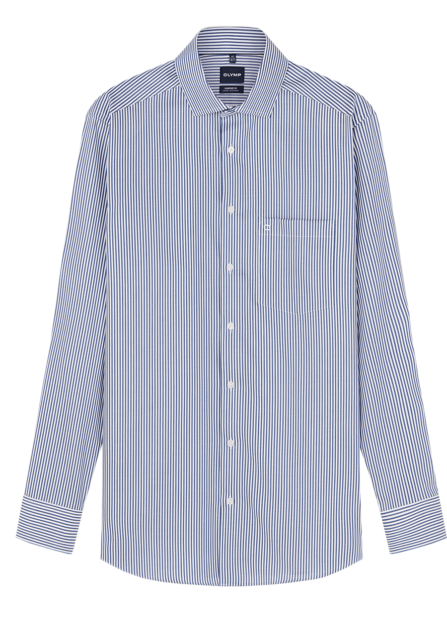 Produktbild f�r 'OLYMP Luxor comfort fit Hemd Langarm New Kent Kragen Twill Streifen hellblau'