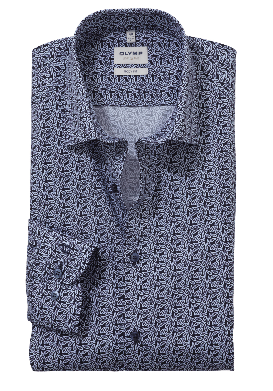 Produktbild f�r 'OLYMP Level Five 24/Seven body fit Hemd Langarm Jersey Stretch Muster blau'