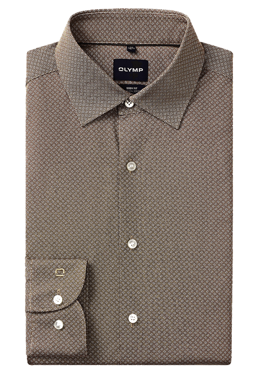 Produktbild f�r 'OLYMP Level Five 24/Seven body fit Hemd Langarm New Kent Kragen Jersey Muster braun'