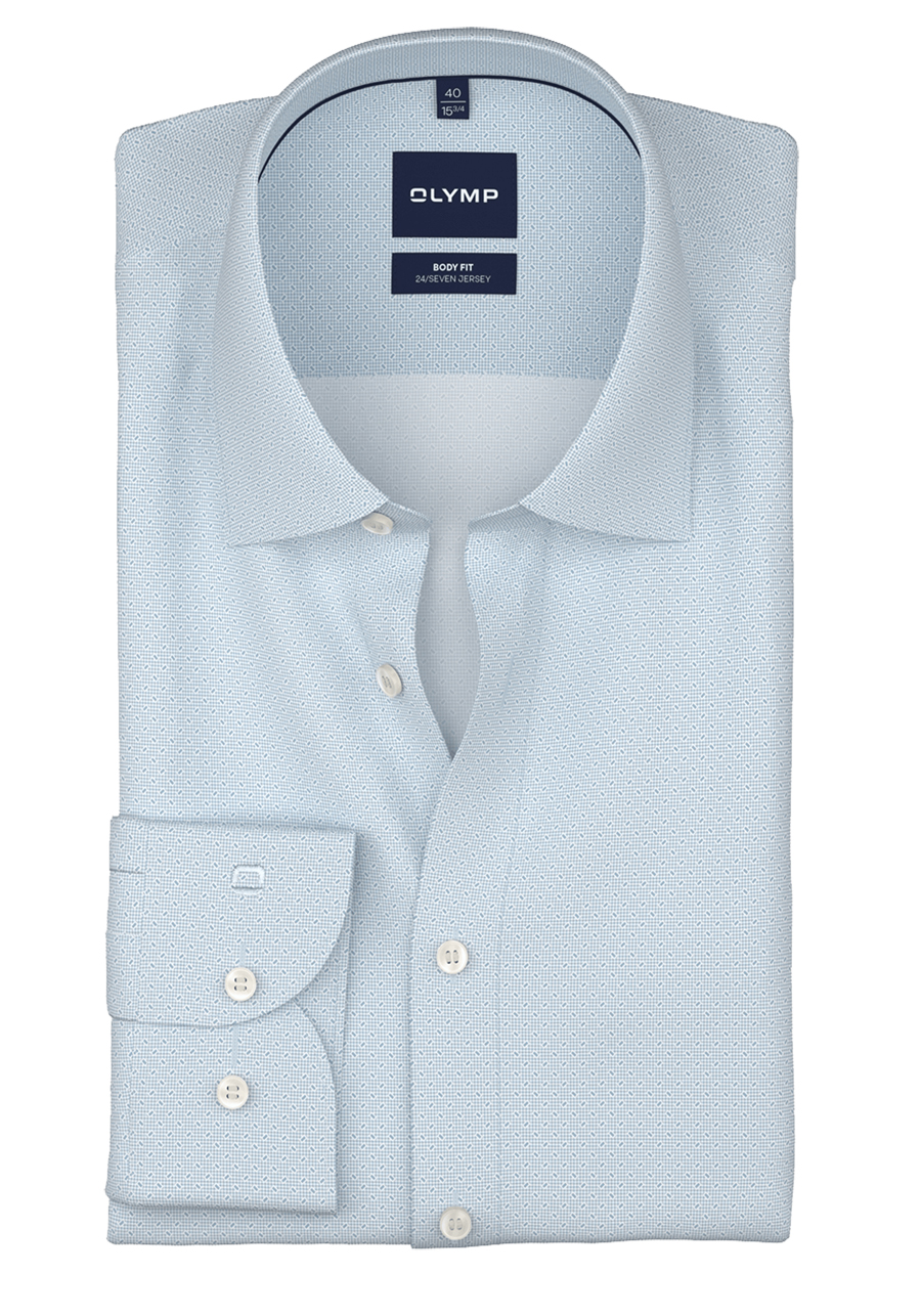 Produktbild f�r 'OLYMP Level Five 24/Seven body fit Hemd Langarm New Kent Kragen Jersey Muster hellblau'