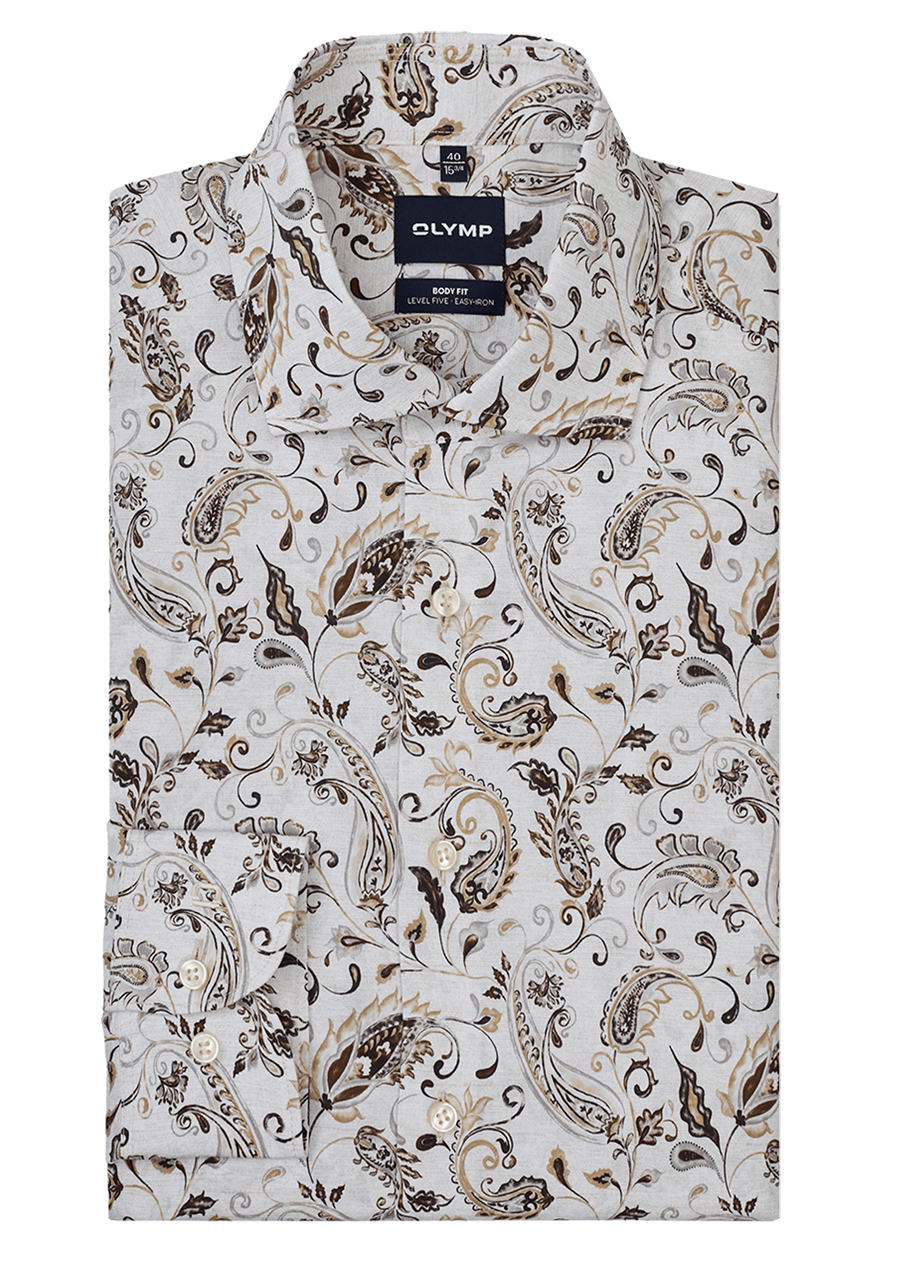 Produktbild f�r 'OLYMP Level Five body fit Hemd Langarm New Kent Kragen Muster braun'