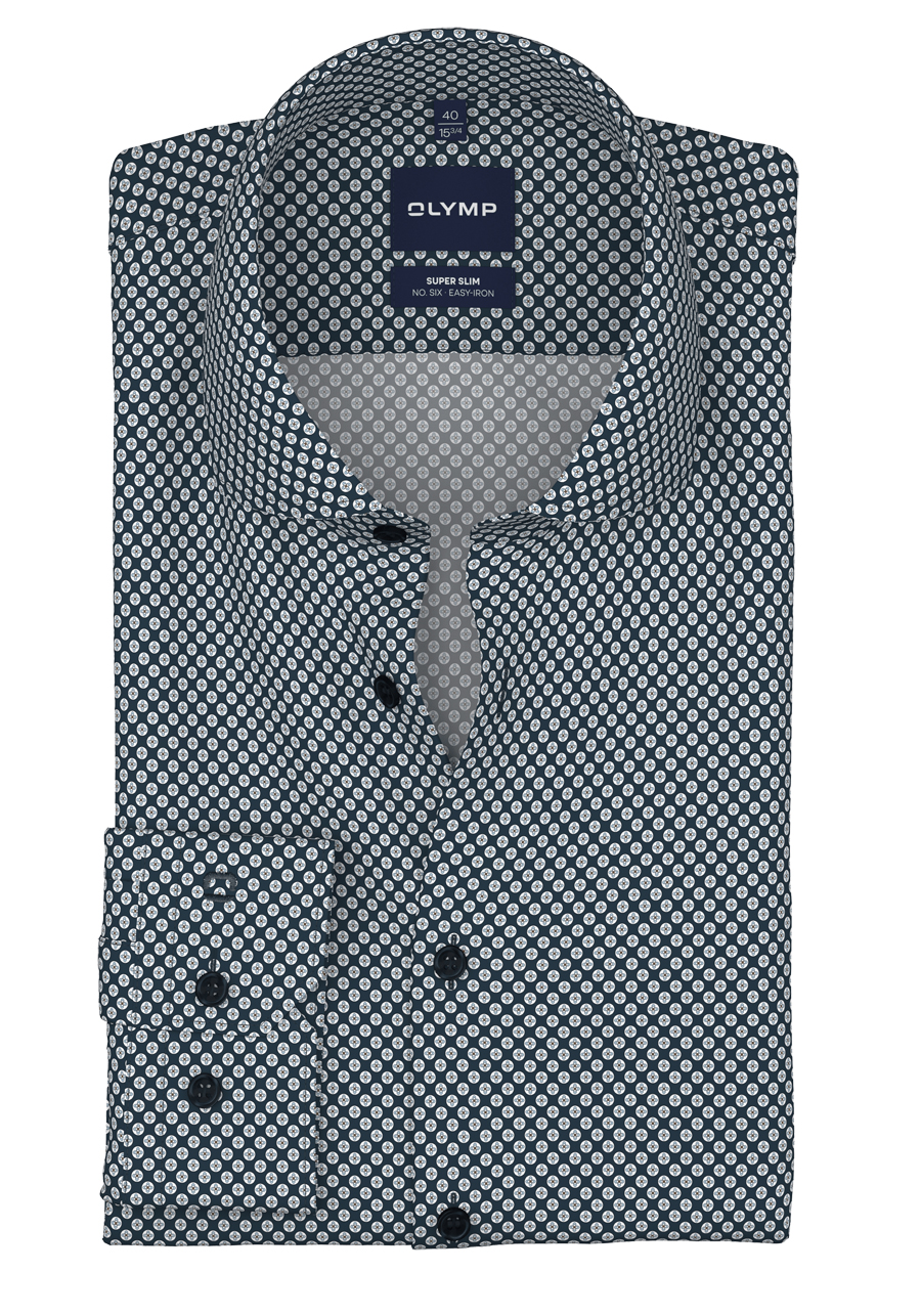 Produktbild f�r 'OLYMP No. Six super slim Hemd Langarm Haifischkragen Muster blau'