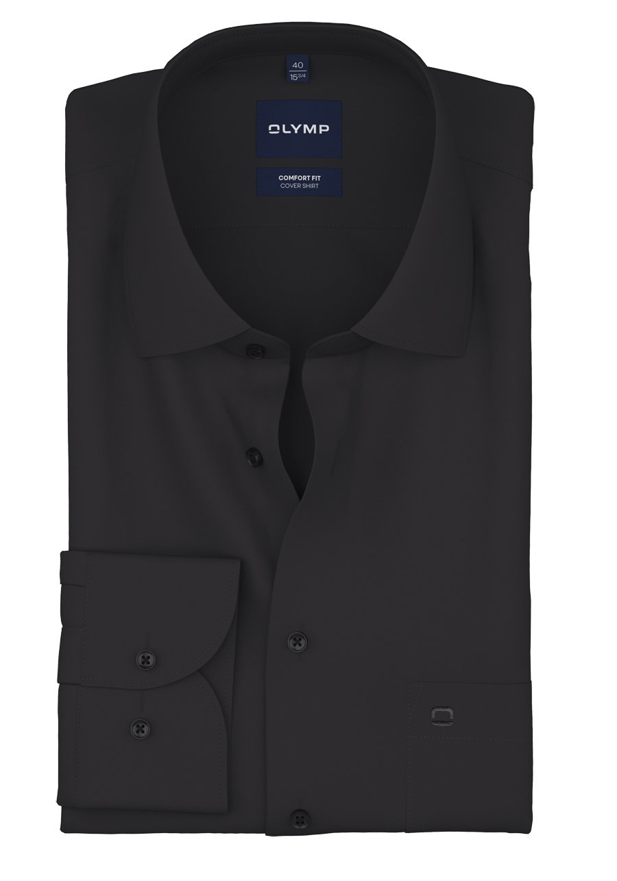 Produktbild f�r 'OLYMP Luxor comfort fit Hemd Langarm New Kent Kragen Cover Shirt schwarz'