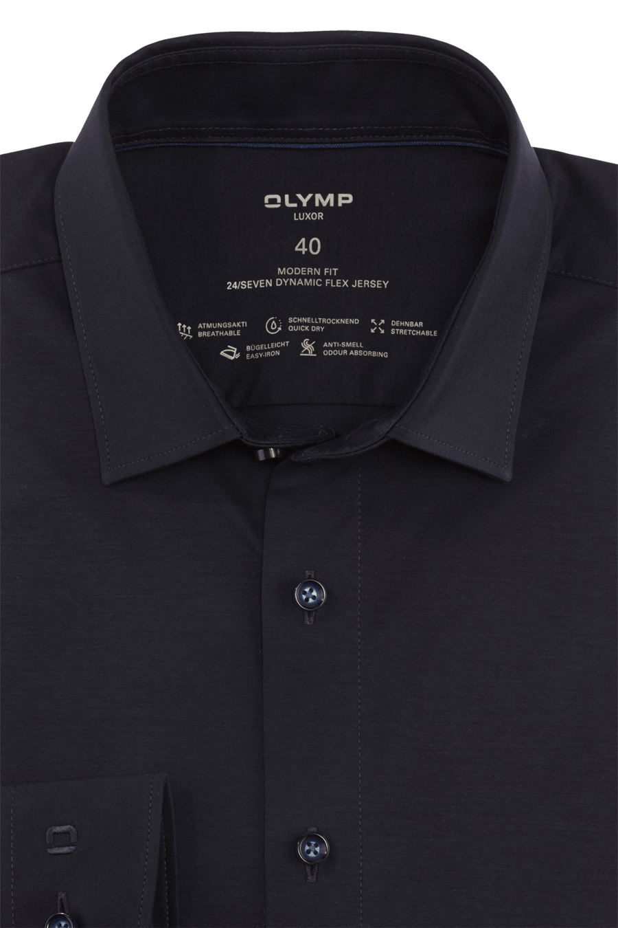 Hemd Jersey OLYMP blau fit Stretch Luxor Langarm modern 24/Seven