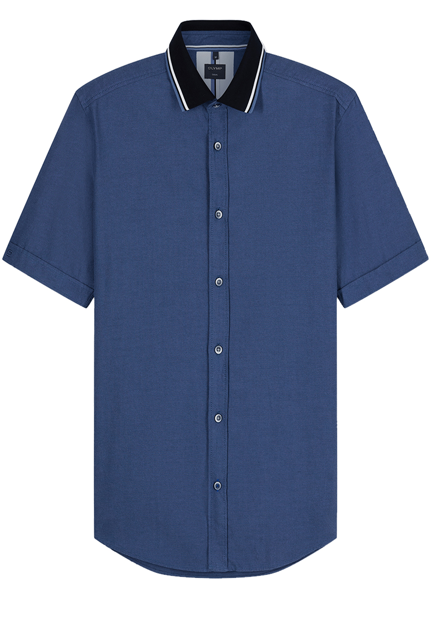 Produktbild f�r 'OLYMP Casual Hemd Halbarm Polokragen Oxford dunkelblau'