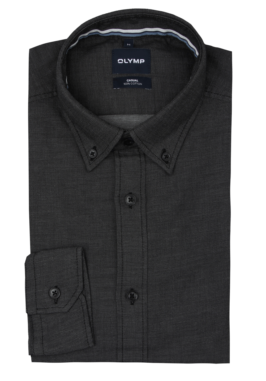 Produktbild f�r 'OLYMP Casual Hemd Langarm Button Down Kragen Struktur anthrazit'