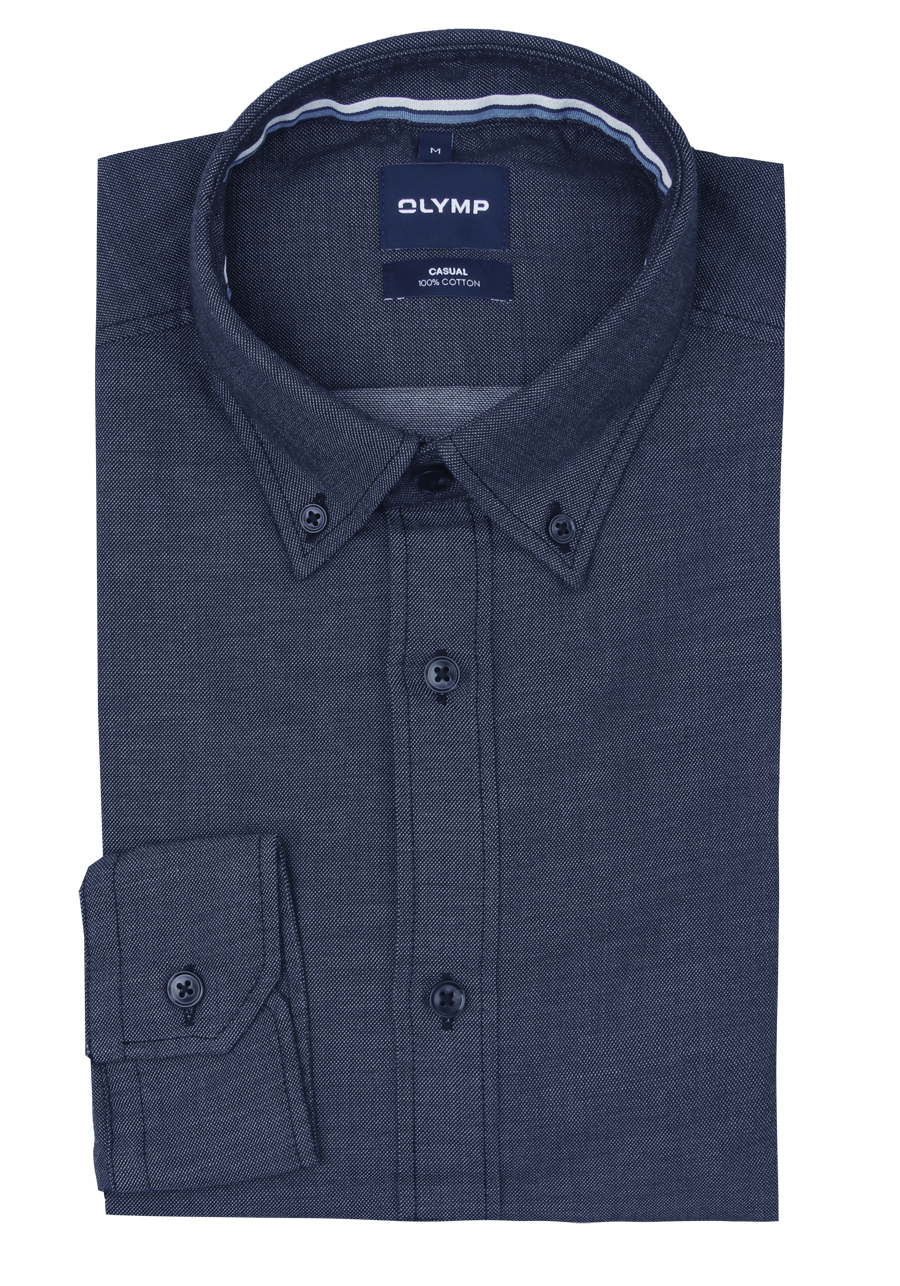 Produktbild f�r 'OLYMP Casual Hemd Langarm Button Down Kragen Struktur navy'