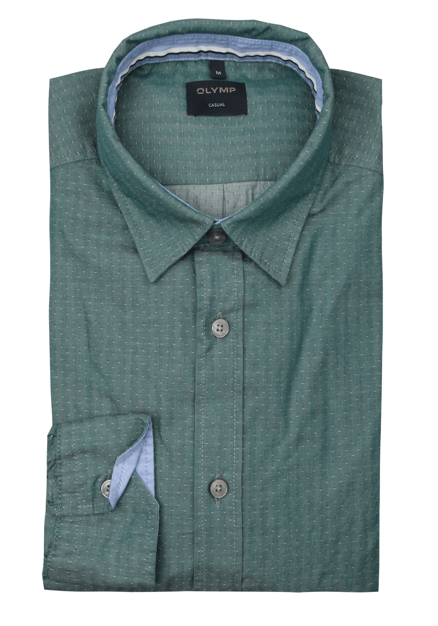 Produktbild f�r 'OLYMP Casual Hemd Langarm New Kent Kragen Fischgratstruktur oliv'