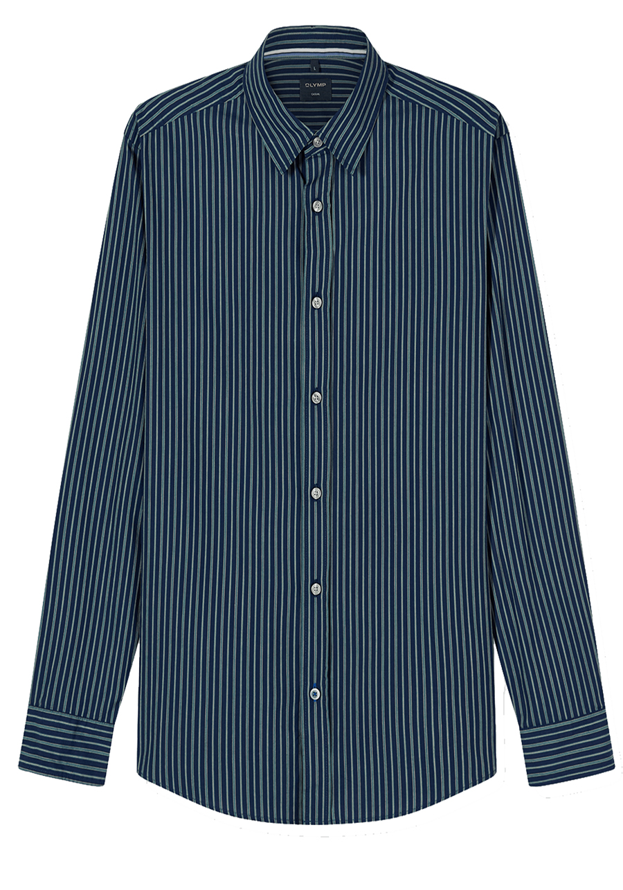 Produktbild f�r 'OLYMP Casual Hemd Langarm New Kent Kragen Streifen dunkelblau'