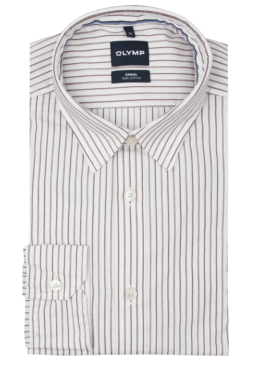 Produktbild f�r 'OLYMP Casual Hemd Langarm New Kent Kragen Streifen wei�'