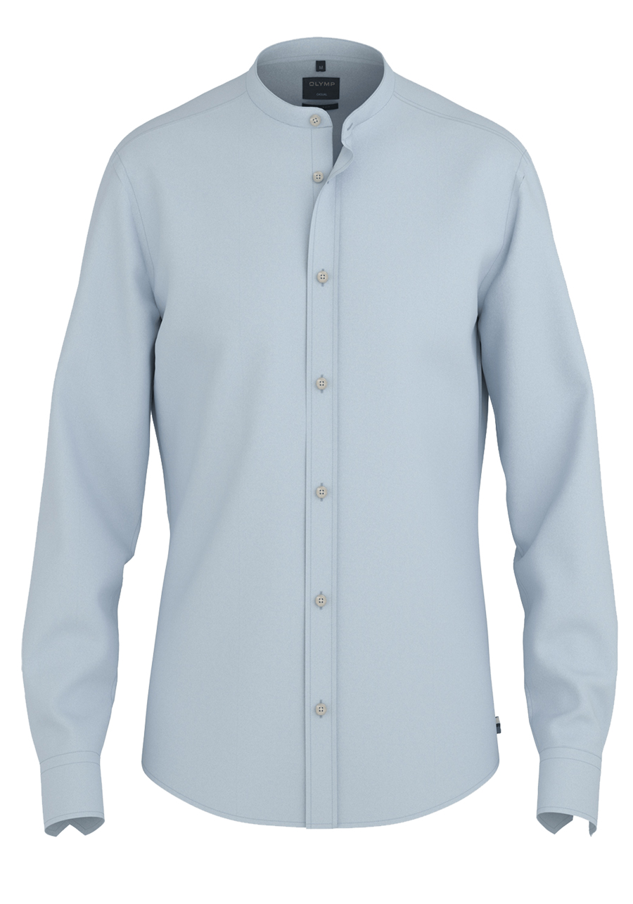Produktbild f�r 'OLYMP Casual Hemd Langarm Stehkragen Leinenstruktur hellblau'
