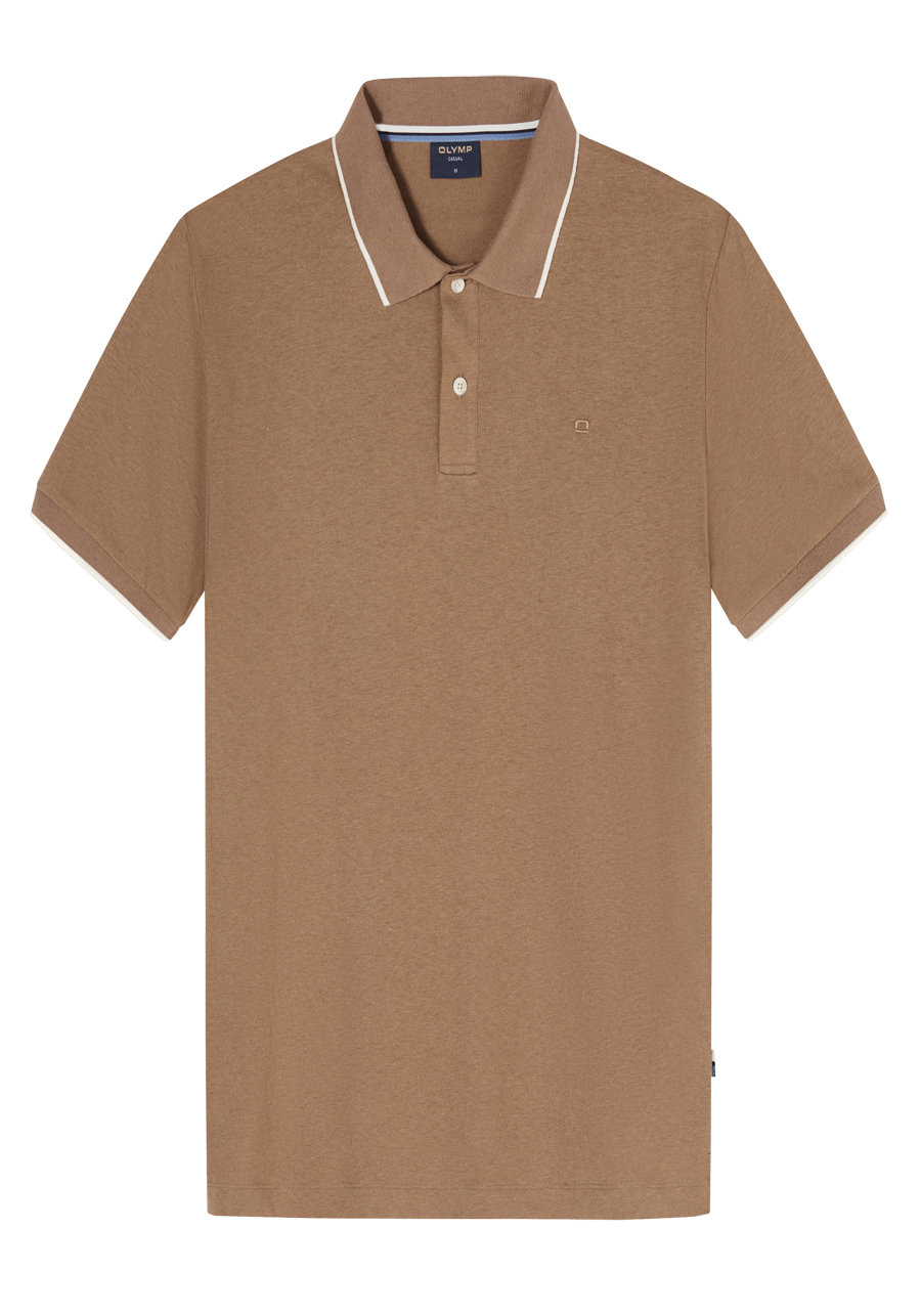 Produktbild f�r 'OLYMP Casual Polo Halbarm gekn�pfter Polokragen Jersey camel'