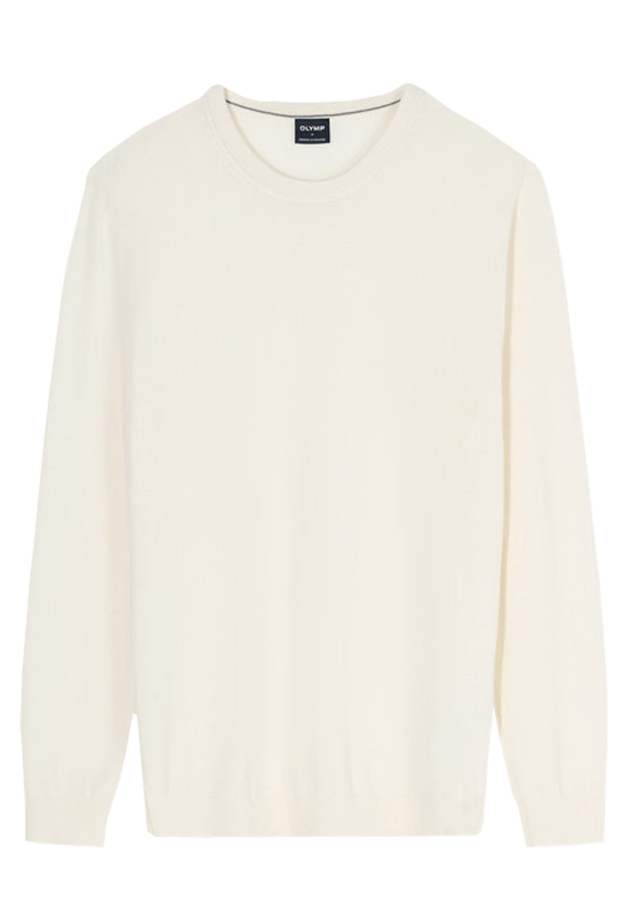 Produktbild f�r 'OLYMP Casual Stick Pullover Rundhals extrafeine Merinowolle wei�'