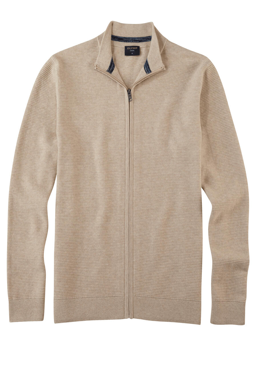 Produktbild fr 'OLYMP Casual Strick Cardigan Langarm Reiverschluss extrafeine Baumwolle beige'