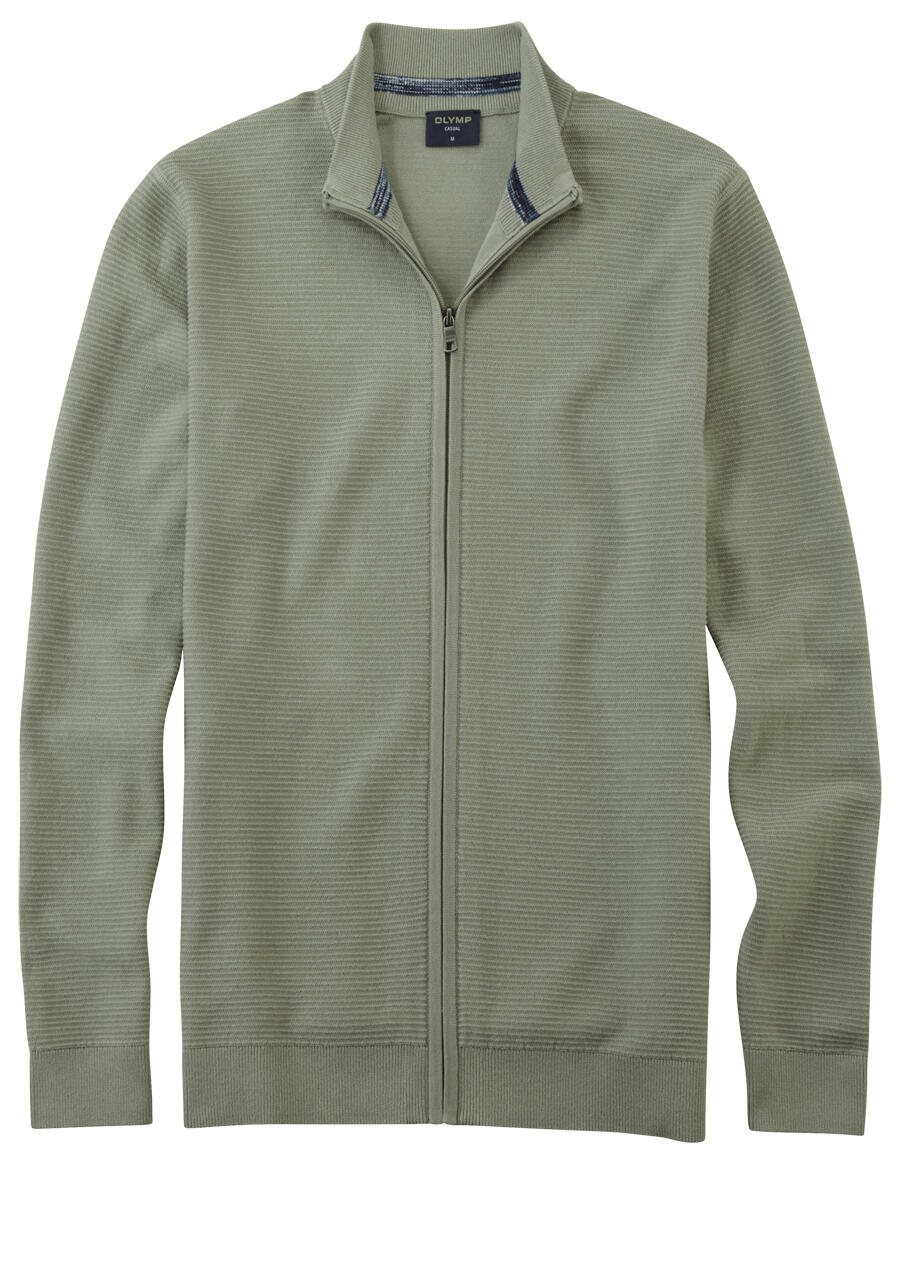 Produktbild fr 'OLYMP Casual Strick Cardigan Langarm Reiverschluss extrafeine Baumwolle grn'