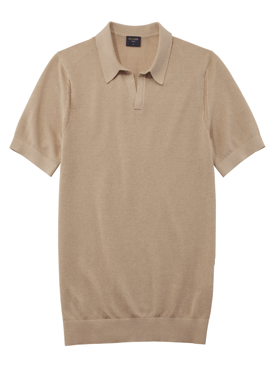 Produktbild fr 'OLYMP Casual Strick Polo Halbarm Polokragen beige'