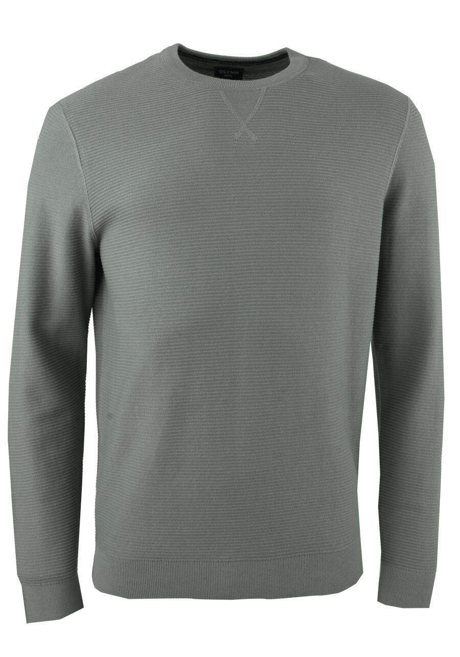 Produktbild fr 'OLYMP Casual Strick Pullover Langarm Rundhals extrafeine Baumwolle grn'