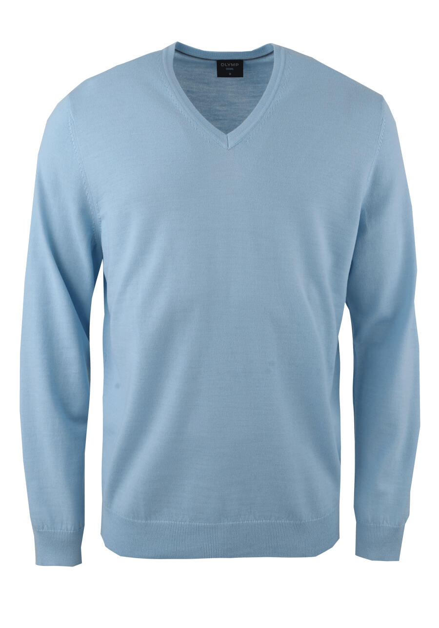 Produktbild fr 'OLYMP Casual Strick Pullover V-Ausschnitt extrafeine Merinowolle hellblau'